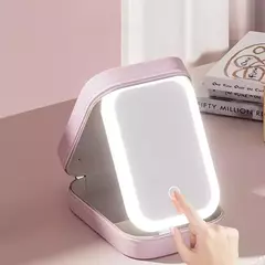 PORTA COSMETICOS CON ESPEJO Y LUZ LED