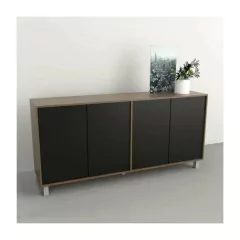 Bahiut 1,80 Mts 4 Puertas Color Nogal Negro Everest Art 7008 CNN Tables