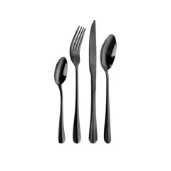 Set de Cubiertos 24 Piezas New York Black Larhaus - comprar online