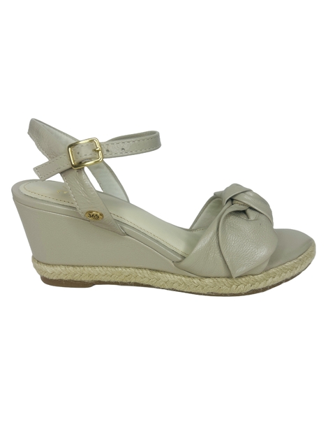 Sandália Anabela em Couro Névoa 365 Ref 7524