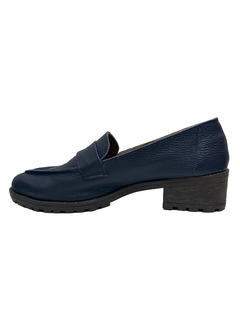 Mocassim em Couro Azul Marinho Tratorado Perte Ref 400 - comprar online