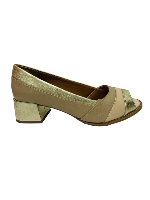 Sapato Peep Toe Couro Bambu Color Ref 5443