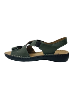 Sandália Papete Couro Verde Levina Ref 10322 - comprar online