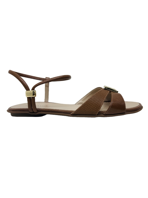 Sandália Rasteirinha em Couro Âmbar Luz da Lua Ref 52210045