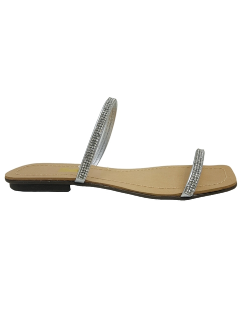 Chinelo de Tiras Strass Prata AC Ref 2020