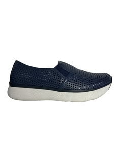 Tênis Slip on em Couro Azul Marinho Giulia Domna Ref 247007