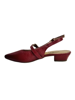 Sapatilha Slingback em Couro Vermelha Oscarine Myky Ref 389 - comprar online