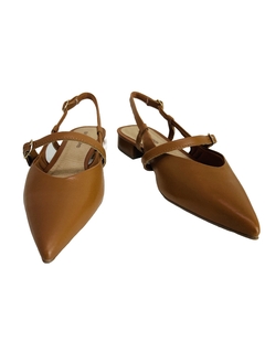 Sandália Scarpin Slingback em Couro Caramelo Bottero Ref 354809 - loja online