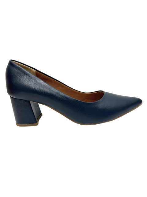 Scarpin em Couro Azul Marinho Marlines Ref 6274