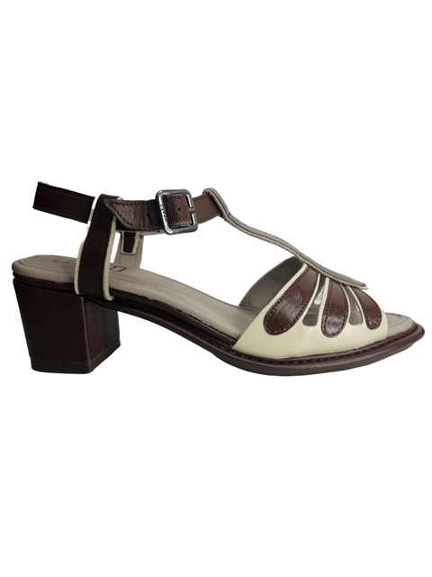 Sandália T-Strap em Couro Chocolate J.G Ref 0056