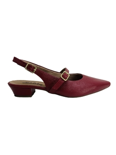 Sapatilha Slingback em Couro Vermelha Oscarine Myky Ref 389