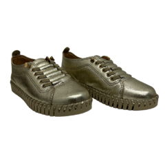 Tênis em Couro Metalizado Dourado Bottero Ref 369504 - Myky Store