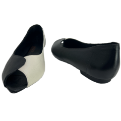 Peep Toe em Couro Bicolor Myky Oscarine Ref 1131 - Myky Store