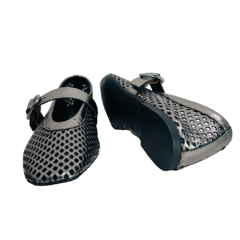 Sapatilha Boneca em Couro Prata Velho Giulia Domna Ref 142069 - Myky Store