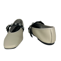 Sapatilha Boneca em Couro Off White Giulia Domna Ref 142068 - Myky Store