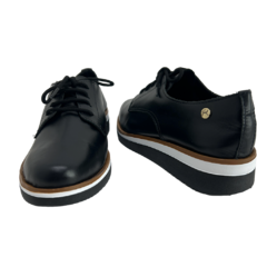 Mocassim em Couro Preta Giulia Domna Ref 205001 - Myky Store