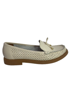 Mocassim Couro Off White Giulia Domna Ref 254015