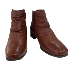 Botinha em Couro Caramelo Moscar Ref 46976 - Myky Store