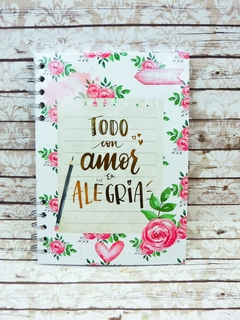 Cuaderno Love Frase Foil Metalizado
