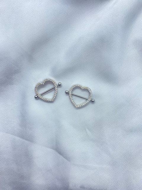 Piercing para mamilo Coração Cravejado