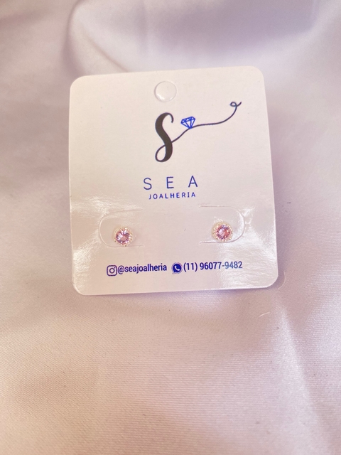 Brinco Rosa com Zircônia