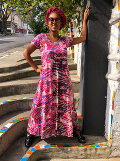 Vestido Longo com Manga Estampado - comprar online