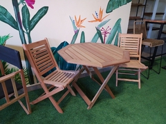 Mesa Octogonal Plegable De Madera de Eucalipto. 100cm - comprar online