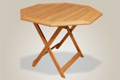 Mesa Octogonal Plegable De Madera de Eucalipto. 100cm