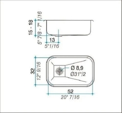 Bacha Cocina Johnson ZZ52 Acero Inoxidable Pileta Simple - comprar online