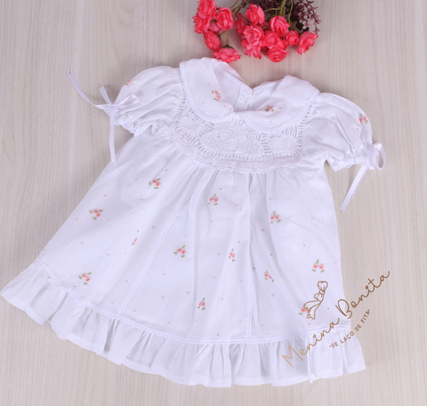 Vestido floral renda renascença