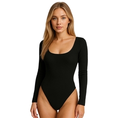 Body Feminino Manga Longa Canelado