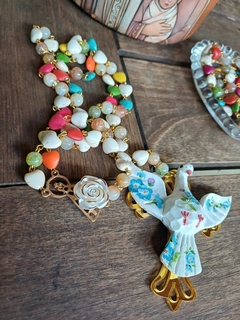 Terço Divino decoupage azul - comprar online