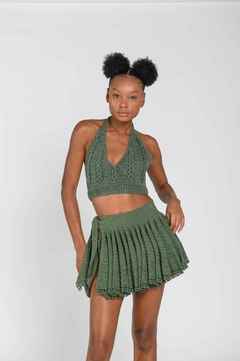 Mini Saia Babado com Amarração Militar