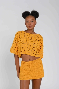 T shirt Mustard Cropped - loja online