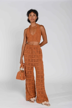 Calça Ocre pantalona - Atelie Mão de Mãe
