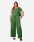 Conjunto Feminino Plus Size com Blusa Gola Redonda Manga Curta e Calça Cintura Alta Pantalona Tecido Canelado - Aerolook - comprar online