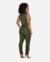 Conjunto Feminino Alfaiataria Blusa Regata Gola Alta com Pregas e Calça Reta Cintura Alta com Bolso
