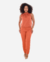 Conjunto Feminino Alfaiataria Blusa Regata Gola Alta com Pregas e Calça Reta Cintura Alta com Bolso - TOP VINTE