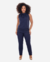 Conjunto Feminino Alfaiataria Blusa Regata Gola Alta com Pregas e Calça Reta Cintura Alta com Bolso - comprar online