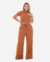 Conjunto Pantalona Feminina Canelada Com Bolso e Elástico na Cintura Blusa Gola Alta - TOP VINTE