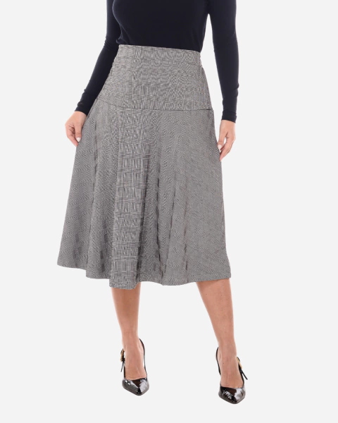 Saia Feminina Xadrez Quadriculada Cintura Alta Moda Modesta Saia Midi Saia Godê Saia Elegante - TOP VINTE