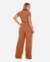 Conjunto Pantalona Feminina Canelada Com Bolso e Elástico na Cintura Blusa Gola Alta - loja online