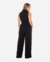 Conjunto Feminino em Malha Canelada - Blusa Sem Manga com Gola Alta e Calça Pantalona com Amarração na internet