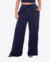 Calça Pantalona Feminina Canelada Com Bolso, Cordão e Elástico na Cintura - comprar online
