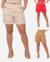 Kit 03 Shorts Feminino de Linho com Bolso Cintura Alta Alfaiataria Barra Italiana com Botão - loja online