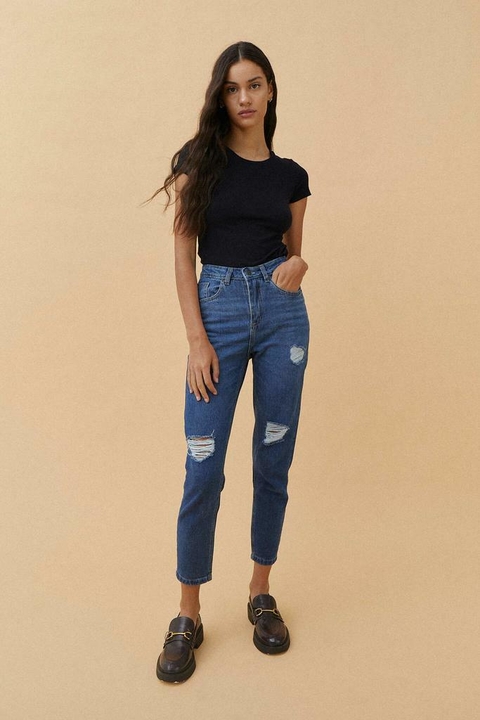 JEANS MOM BLUE