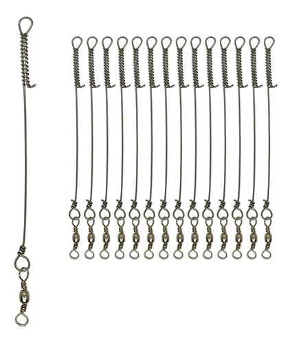 Kit 15 Empate Com Girador Pesca Engate Rapido Aço Inox 18x25