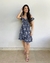 Vestido curto de laise azul escuro com manguinha