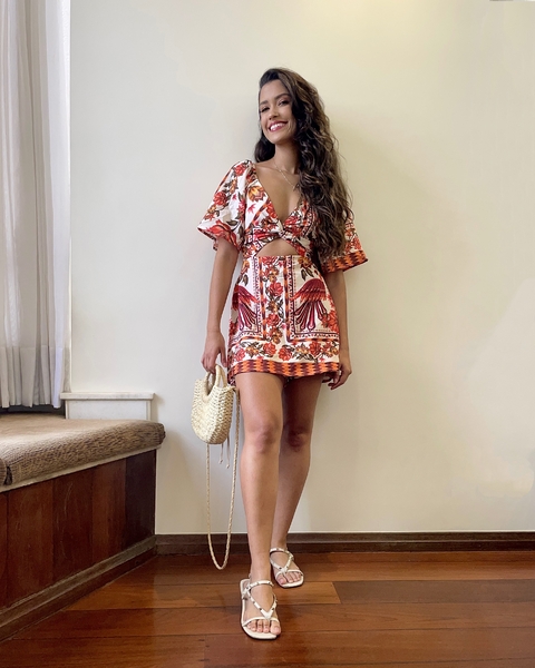 Vestido macaquinho estampado