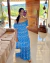Vestido longo em laise azul e branco - comprar online